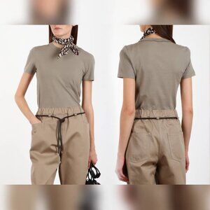 Brunello Cucinelli SS/16 Taupe Cotton Jersey Monili-Bead T-Shirt